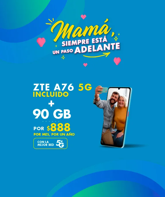 Banner ilustrativo sobre Mes mamá 90 GIGAS con ZTE A76
