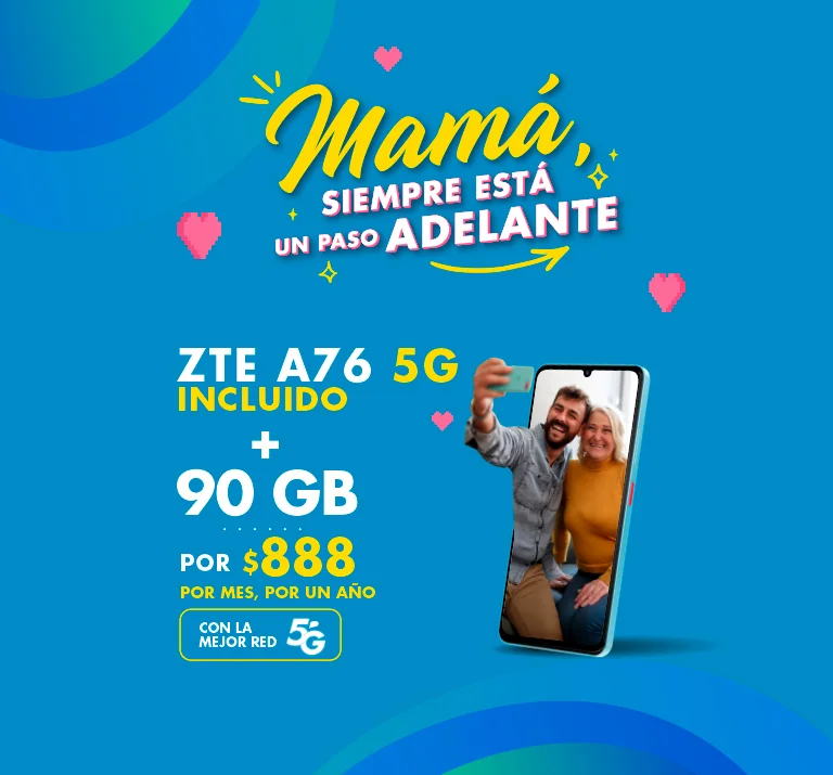 Banner ilustrativo sobre Mes mamá 90 GIGAS con ZTE A76